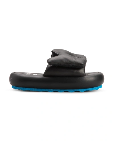 Shop Off-white Meteor Sponge-sole Leather Sliders In Black