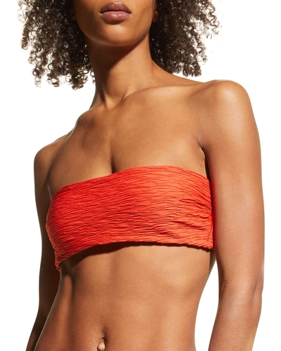 Shop Mara Hoffman Abigail Jacquard Bandeau Bikini Top In Red