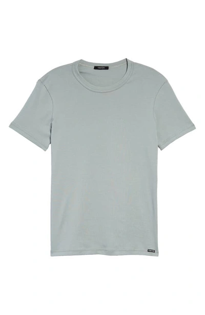 Shop Tom Ford Cotton Jersey Crewneck T-shirt In Seafoam