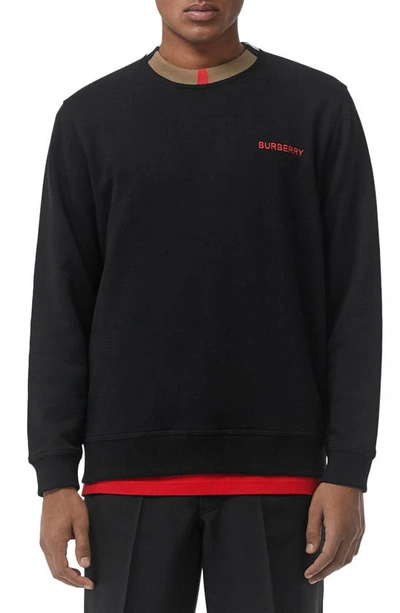 Shop Burberry Jarrad Icon Stripe Collar Sweatshirt In Black