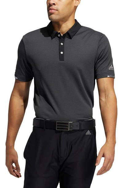 Shop Adidas Golf Heat.rdy Microstripe Polo In Carbon/ Black