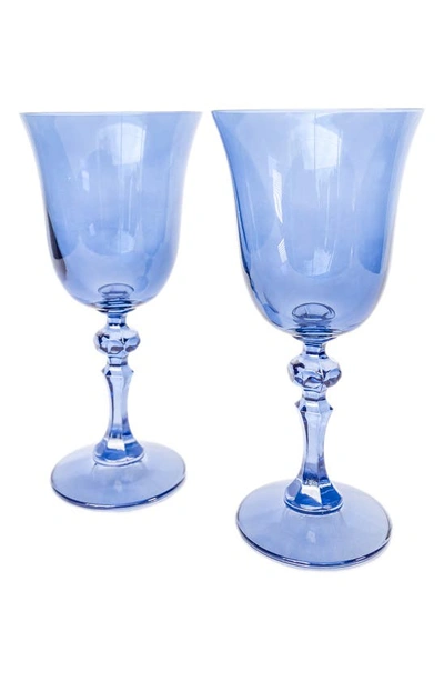 Estelle Colored Glass Set-of-two Estelle Regal Glass Goblets In Blue