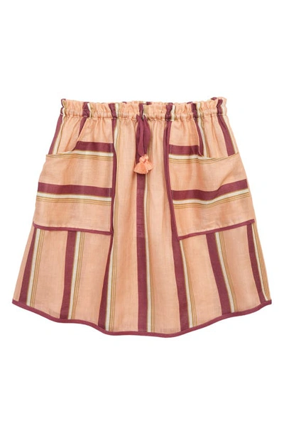 Shop Zimmermann Kids' Rosa Stripe Linen Skirt In Rose Stripe