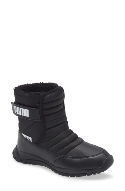 Puma Kids' Nieve Water Repellent Faux Fur Snow Boot In Black/ White |  ModeSens