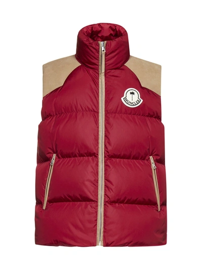 Shop Moncler Genius Moncler X Palm Angels Logo Patch Padded Gilet In Red