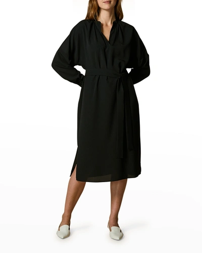 Shop Marina Rinaldi Plus Size Dosso Crepe De Chine Dress In Black