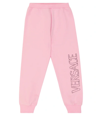 Shop Versace Logo Cotton Sweatpants In Candy+candy