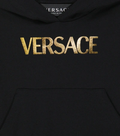 Shop Versace Baby Logo Cotton-blend Hoodie In Nero+oro