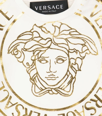 Shop Versace Baby Medusa Cotton T-shirt In Bianco+oro