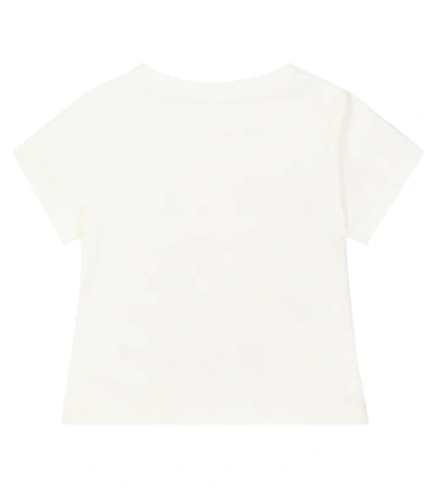 Shop Versace Baby Logo Cotton T-shirt In Bianco+multicolor