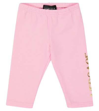 Versace Baby's & Little Girl's Logo-print Jersey Leggings In Candy+oro
