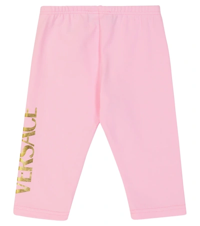 Shop Versace Baby Cotton-blend Leggings In Candy+oro