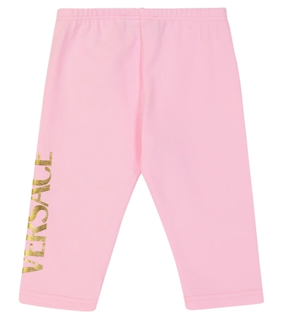 Versace Baby's & Little Girl's Logo-print Jersey Leggings In Candy+oro