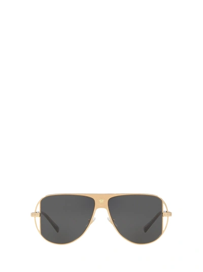 Shop Versace Eyewear Aviator Frame Sunglasses In Gold