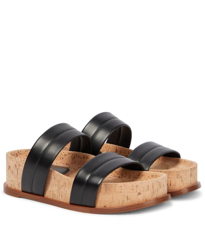 Shop Gabriela Hearst Striker Leather Platform Sandals In Black