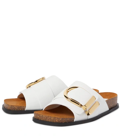 Shop Khaite Thompson Leather Sandals In White