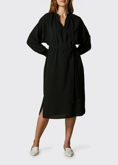 Shop Marina Rinaldi Plus Size Dosso Crepe De Chine Dress In Black