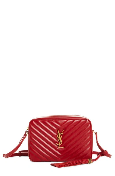 Shop Saint Laurent Lou Matelassé Leather Camera Bag In Rouge Eros