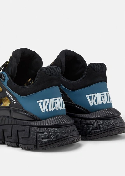 Shop Versace Trigreca Sneakers In Blue+print