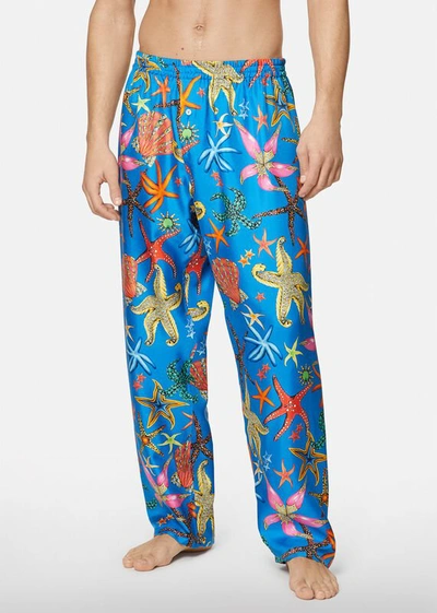 Shop Versace Trésor De La Mer Print Silk Pajama Pants