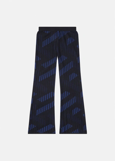 Shop Versace La Greca Kids Pattern Pants In Black+blue