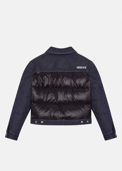 Shop Versace Padded Denim Jacket In Black