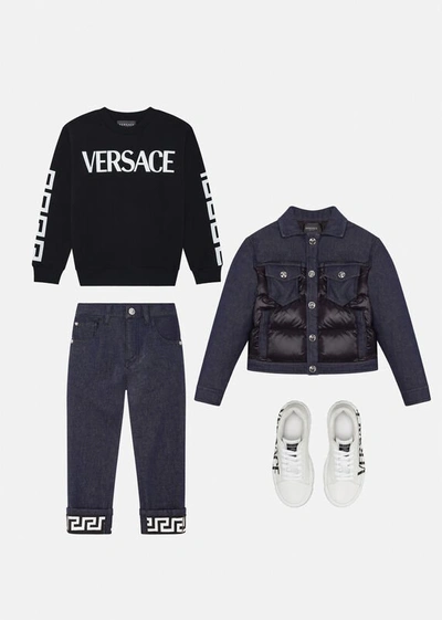 Shop Versace Padded Denim Jacket In Black