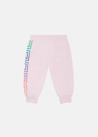 Shop Versace Greca Neon Kids Accent Sweatpants In Light Pink