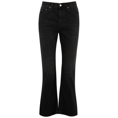 Shop Totême Black Cropped Kick-flare Jeans