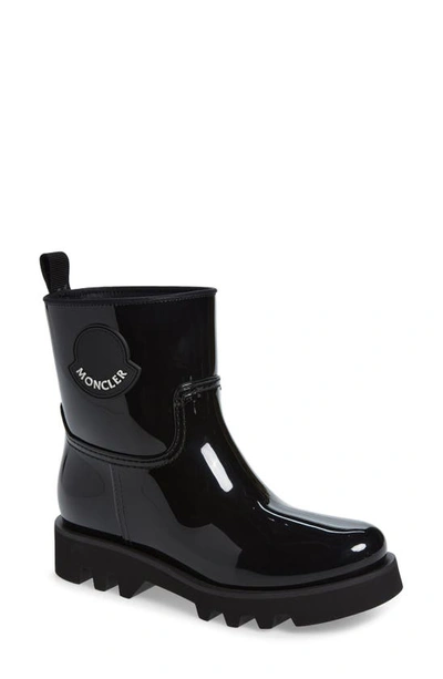 Shop Moncler Ginette Logo Waterproof Rain Boot In Black/ Black