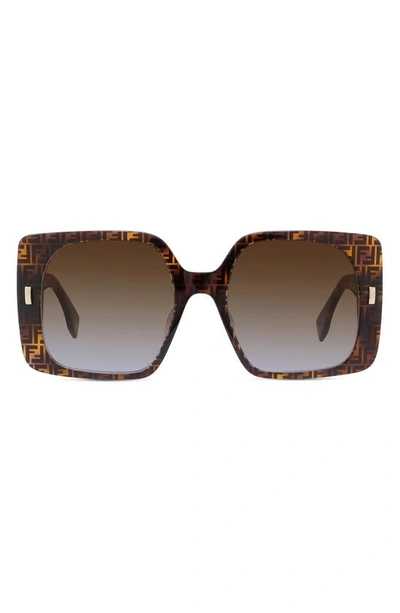 Shop Fendi The  First 53mm Square Sunglasses In Havana / Gradient Brown