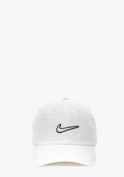 Shop Nike Logo Cap Whit Cotton Baseball Cap In Avorio