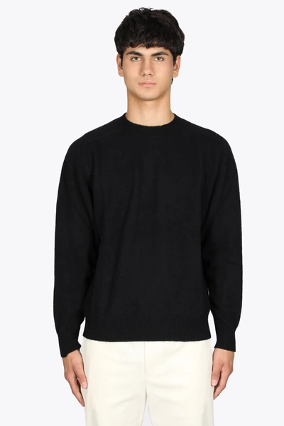 Shop Mauro Grifoni Knitted Pull Black Wool Crewneck Sweater In Nero