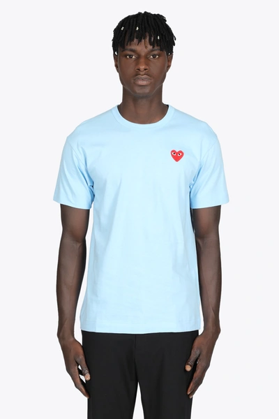 Comme Des Garçons Play Heart Patch T-shirt Baby Blue Cotton T-shirt With  Big Heart Patch | ModeSens