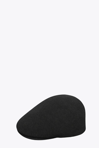 Kangol Seamless Wool Black Wool Flat Cap With Logo In Nero
