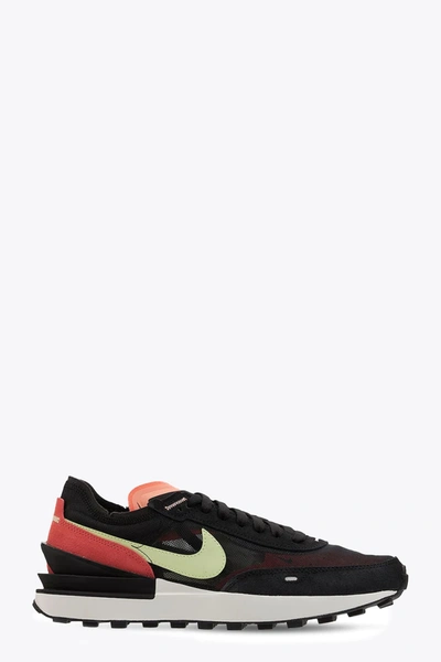 Shop Nike Waffle One Black Suede Sneaker - Waffle One In Nero/lime