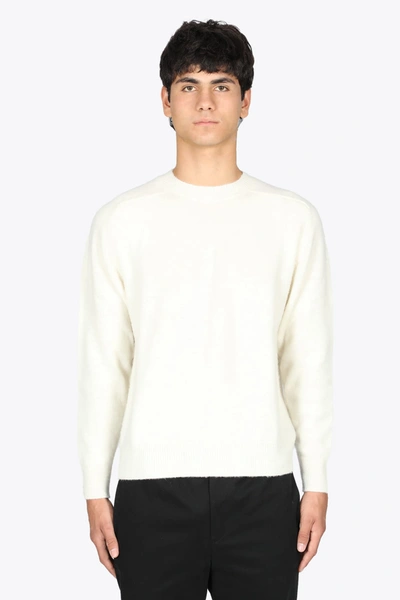 Shop Mauro Grifoni Knitted Pull Off-white Wool Crewneck Sweater In Panna