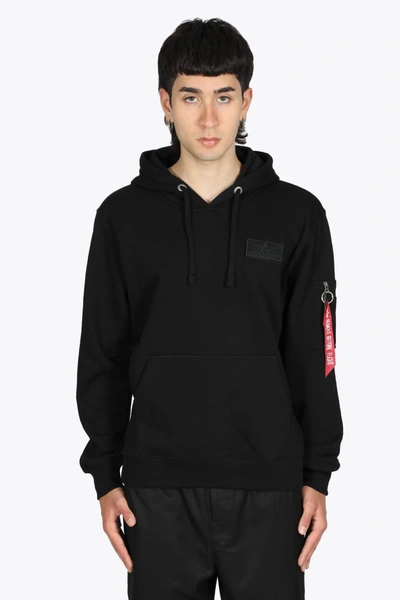 Shop Alpha Industries Red Stripe Hoody Black Cotton Hoody With Red Stripe In Nero