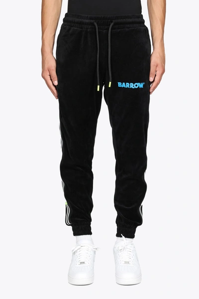 Shop Barrow Terry Cloth Pants Black Velour Trackpant With Smile Patch In Nero