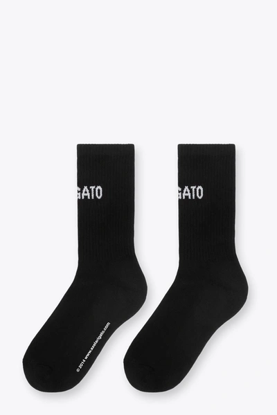 Shop Axel Arigato Logo Tube Socks Black Ribbed Cotton Socks With Logo In Nero