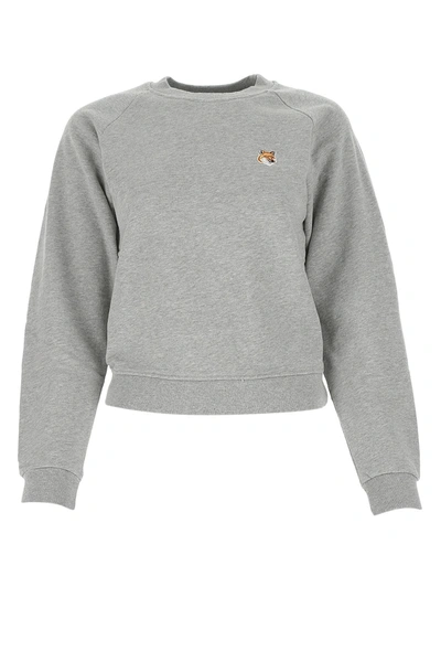 Shop Maison Kitsuné Fox Head Patch Sweatshirt In Grey