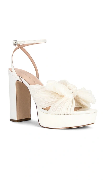 Loeffler Randall Isabel Embroidered Knot Platform Sandal In White