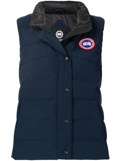 Shop Canada Goose Blue Logo Patch Padded Gilet