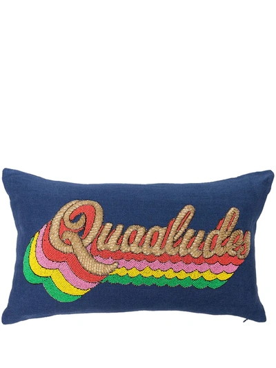 Shop Jonathan Adler Quaaludes Beaded-embellished Cushion In Blau