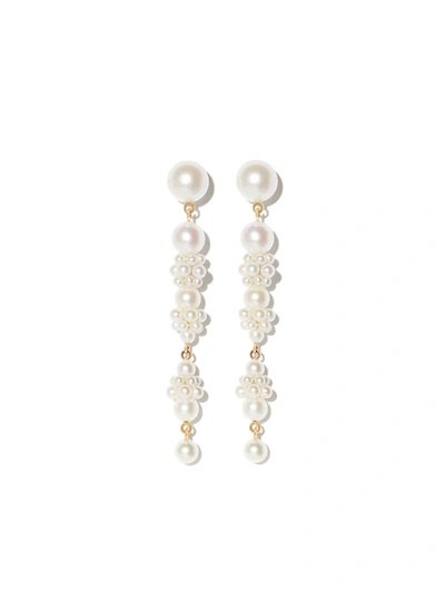 Shop Sophie Bille Brahe 14k Yellow Gold Tulip Pearl Drop Earrings