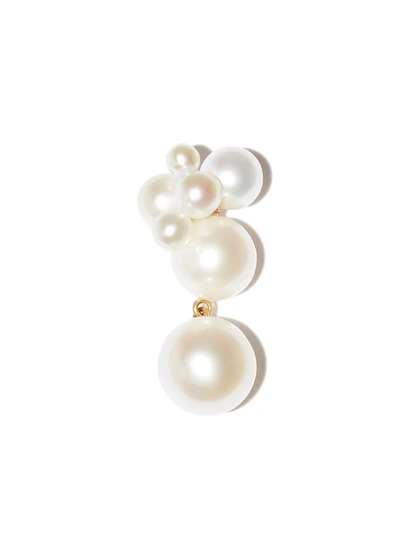 Shop Sophie Bille Brahe 14kt Yellow Gold Bisou Pearl Earring