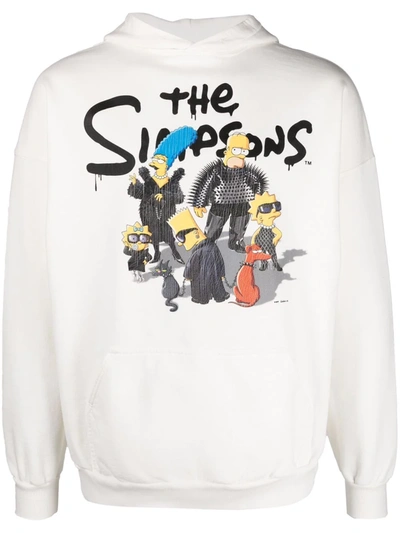 Shop Balenciaga X The Simpsons Graphic-print Hoodie In Weiss