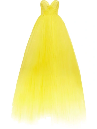 Shop Oscar De La Renta Tulle Floor-length Gown In Gelb