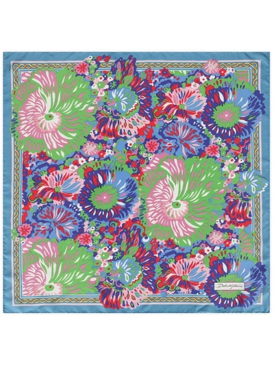 Shop Dolce & Gabbana Floral Print Silk Scarf In Blau