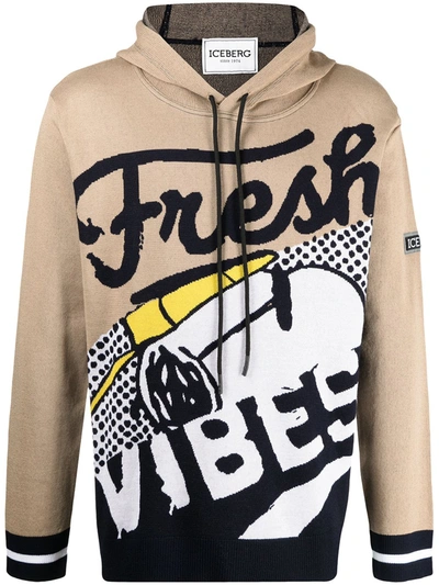 Shop Iceberg Fresh Vibes Hoodie In Braun